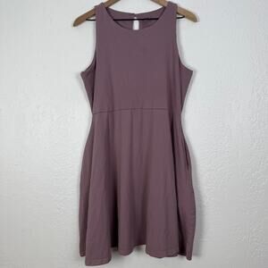 Pact Organic Cotton Sleeveless Fit & Flare Pocket Mini Dress Lilac Casual XL